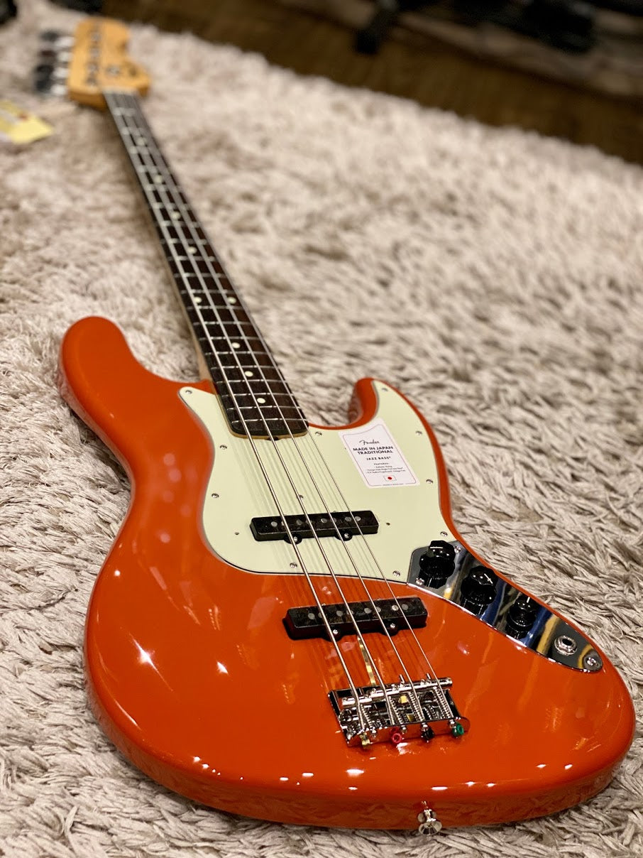 Fender Japan Traditional II 60s Jazz Bass with Rosewood Fretboard in Fiesta  Red