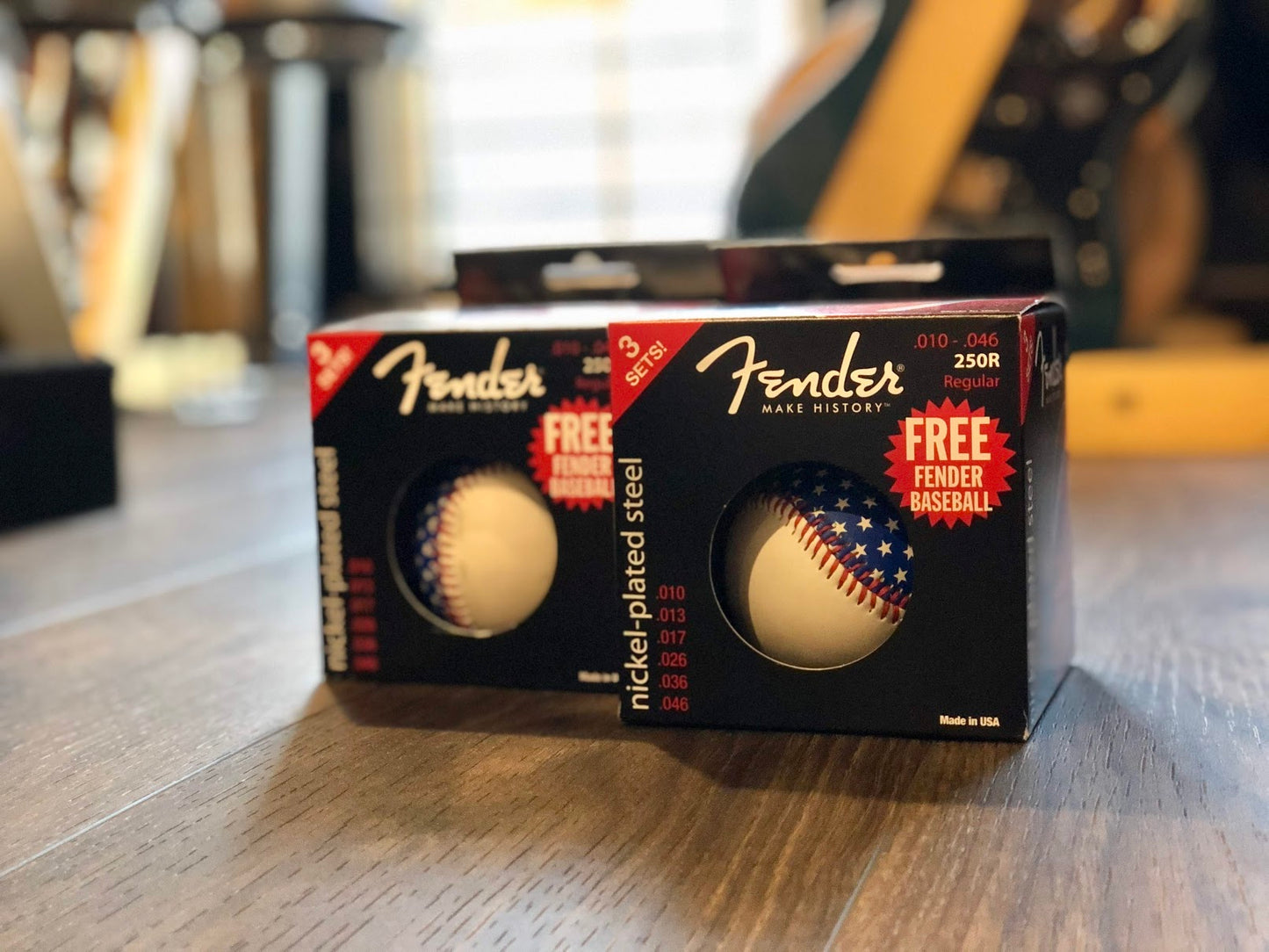 Fender 250L Electric Guitar Strings 3 pack with Free Baseball