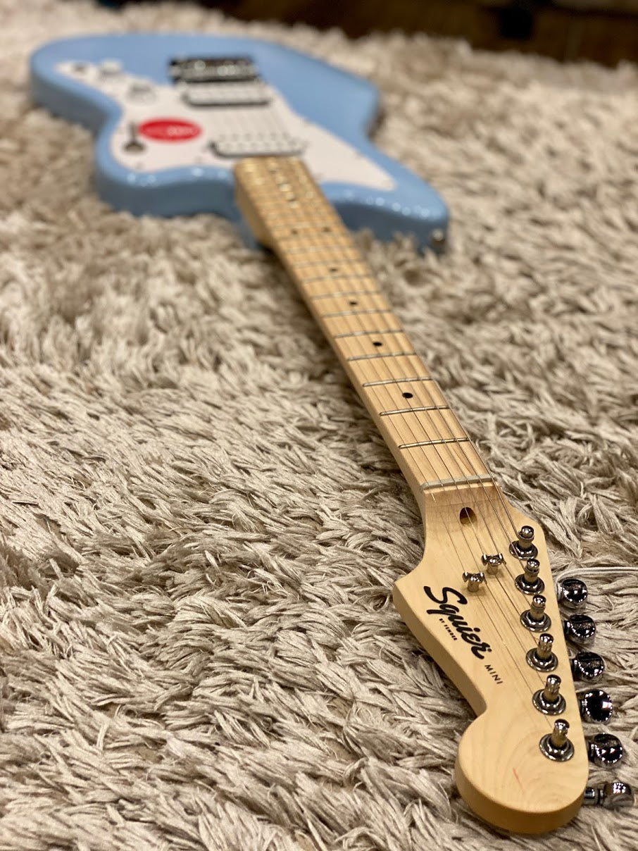 Squier Mini Jazzmaster HH Electric Guitar - Daphne Blue with Maple Fingerboard