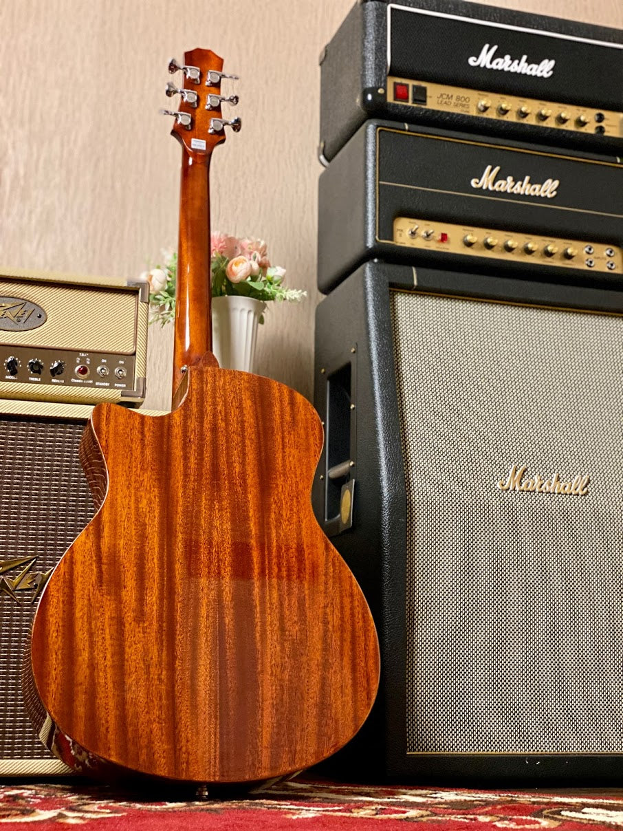 SQOE Spain SMLT-S Acoustic Electric in Natural Mahogany with Fishman Presys Plus Preamp