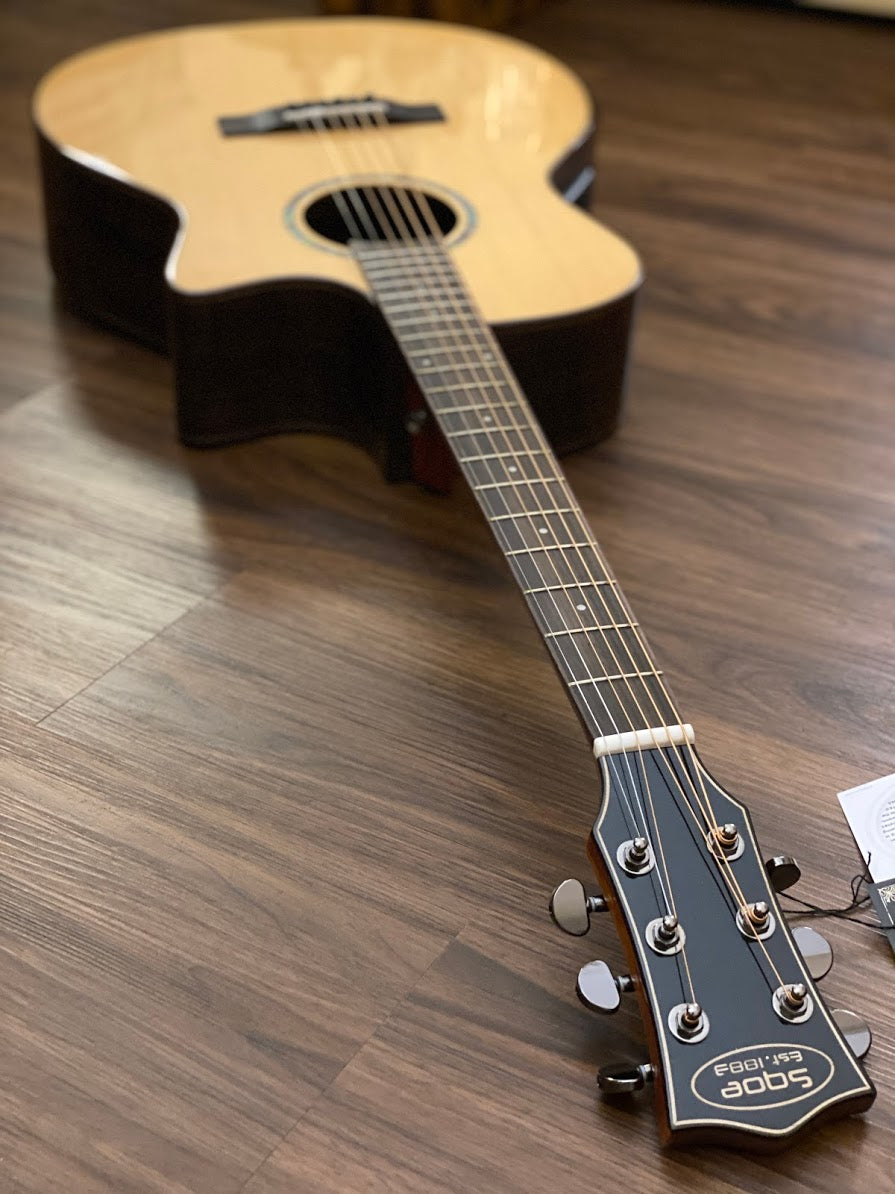 SQOE S-460T SK in Natural with Solid Spruce Top Rosewood back and side Bevel Cut