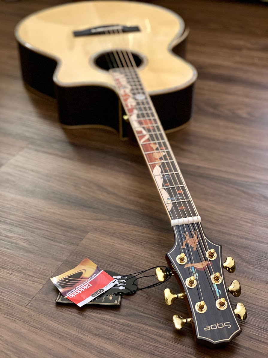 SQOE Spain A9-SK Bevel Cut Full Solid Acoustic Electric in Natural with Fishman Flex Preamp