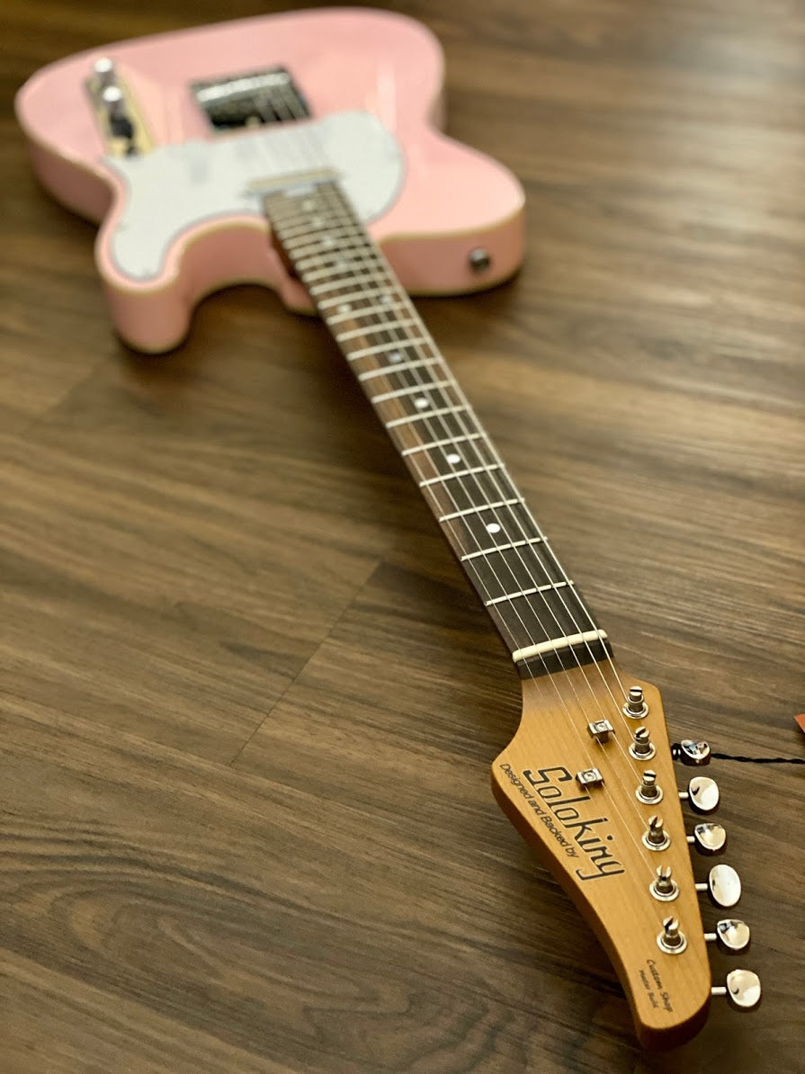 Soloking T-1B Vintage MKII with Roasted Maple Neck and Rosewood FB in Shell Pink