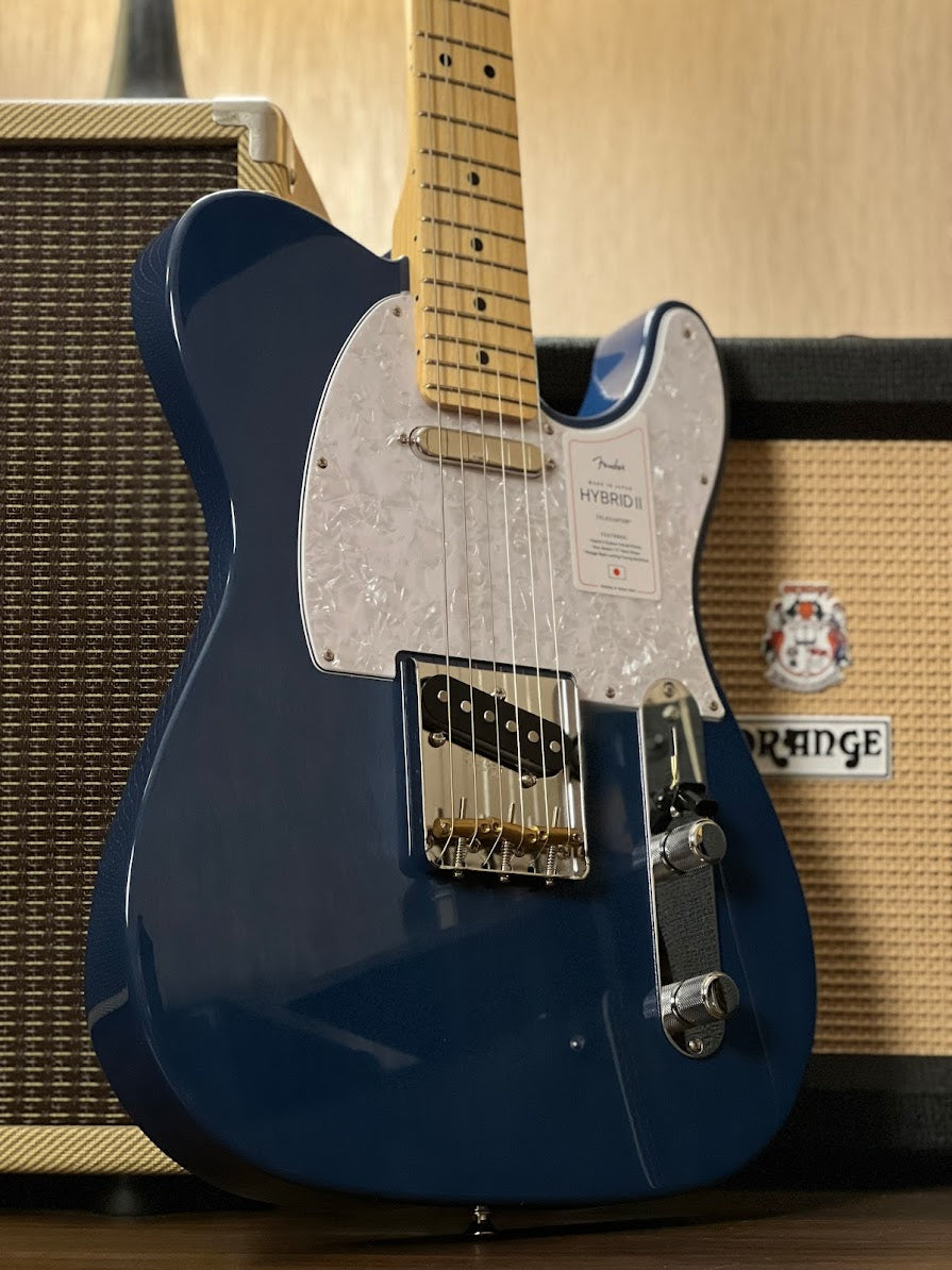 Fender Japan Hybrid II Telecaster with Maple FB in Indigo Transparent