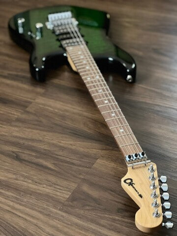 Charvel MJ SD1 24 HSH with Floyd Rose and PF FB in Transparent Green