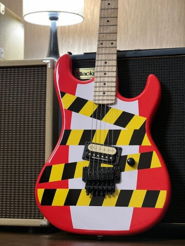 Kramer Baretta Custom Graphics Collection - Warning Tape on White Red with EVH D-Tuna