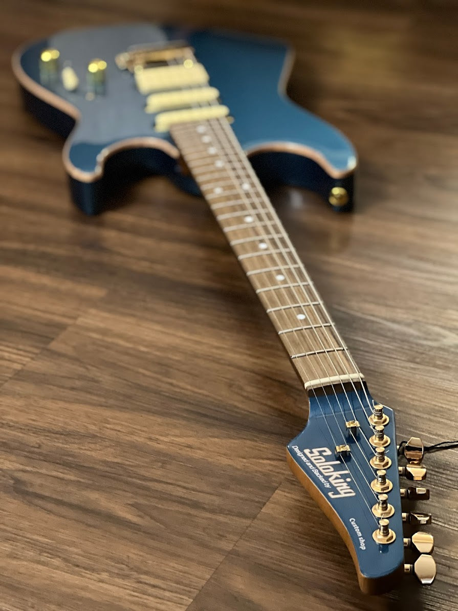 Soloking MS-1 Custom 22 HSS Flat Top Rosewood FB in Pelham Blue Nafiri Special Run