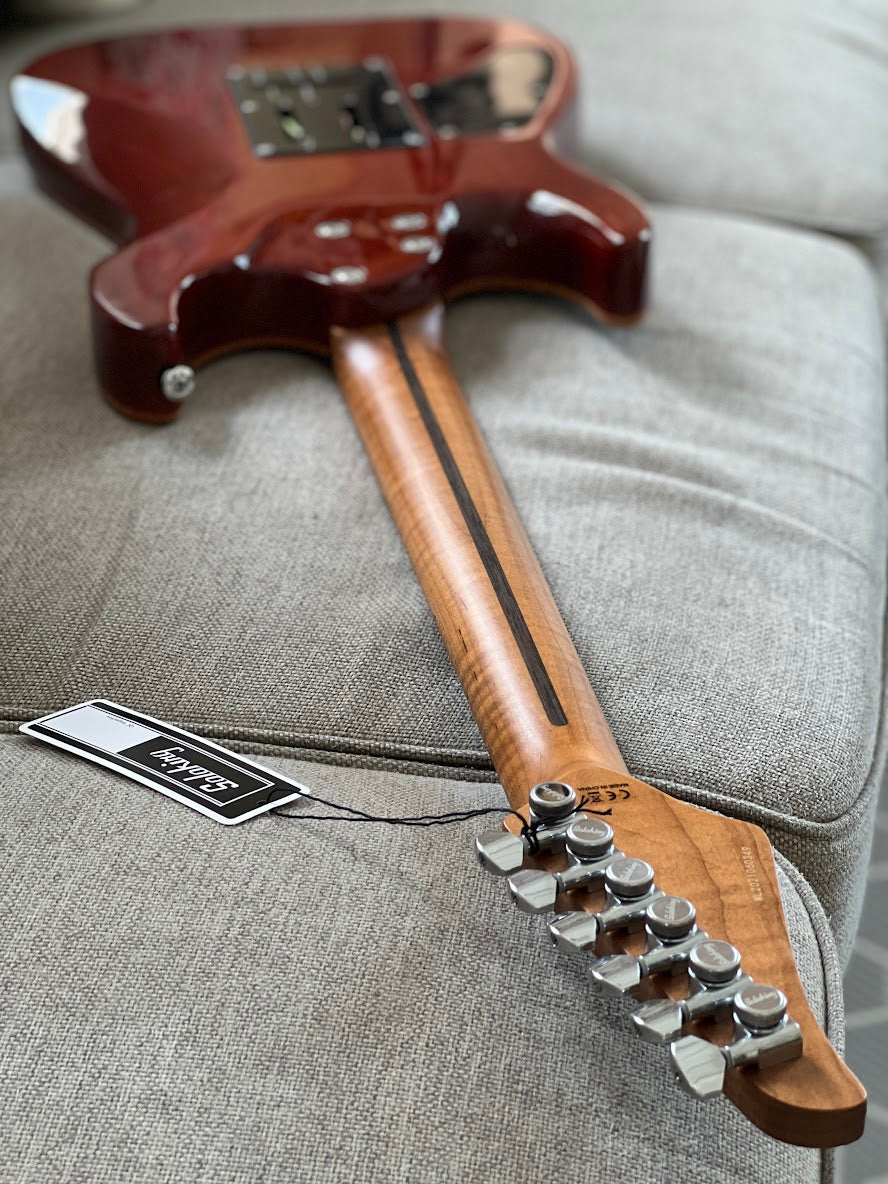 Soloking MS-1 Custom 22 HH Flat Top in Fire Wakesurf with One Piece Roasted Flame Maple Neck