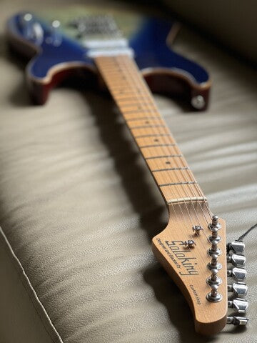 Soloking MS-1 Custom 22 HSS Flat Top with Roasted Maple FB in Blue Wakesurf Nafiri Special Run