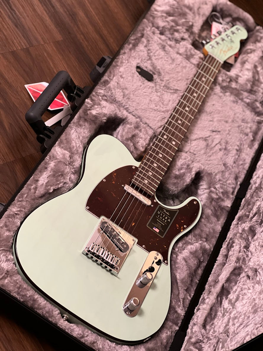 Fender American Ultra Luxe Telecaster with Rosewood FB in Transparent Surf Green