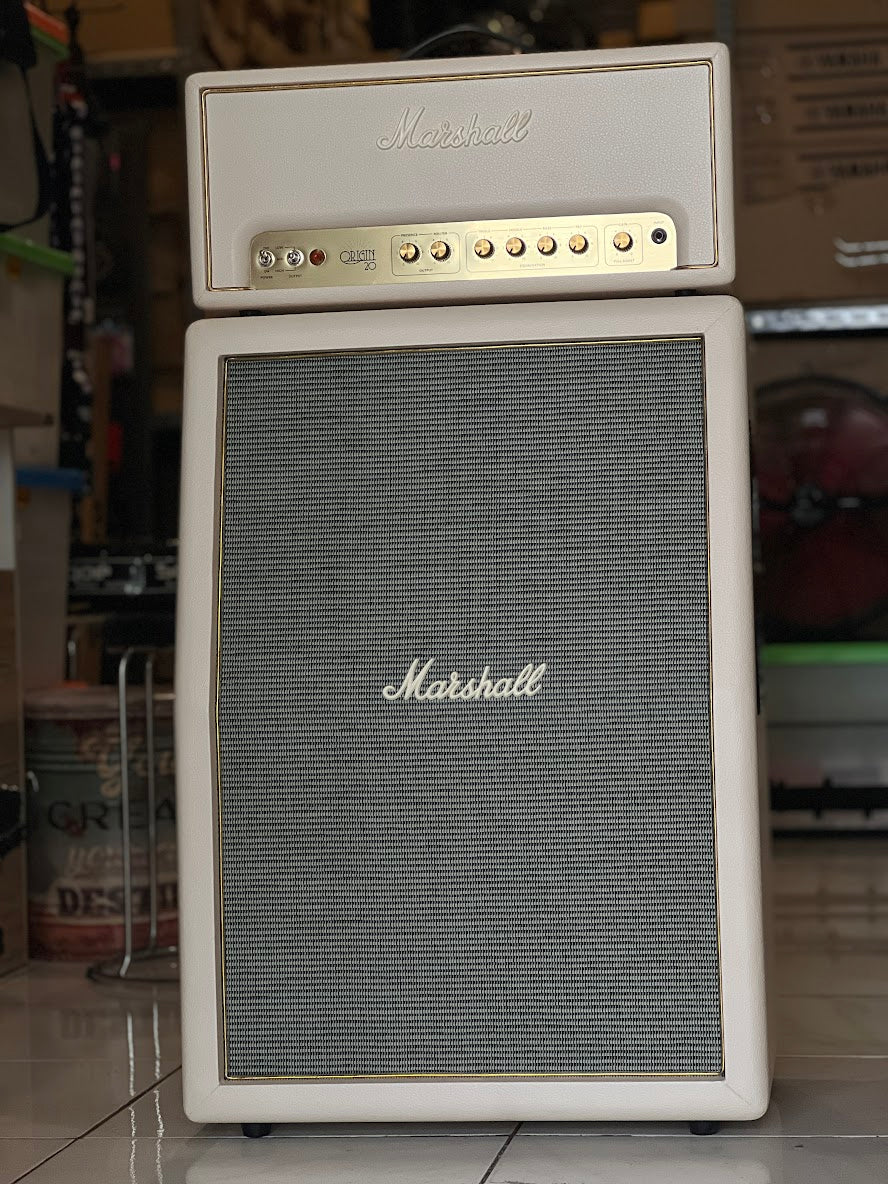 Marshall Origin 20H Amp With Origin212A Angled Cab Cream Half Stack Pack Limited Edition