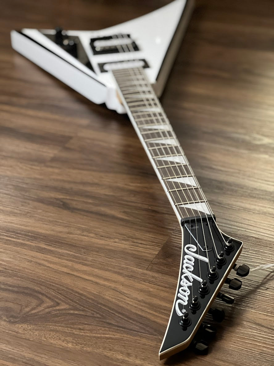 Jackson Rhoads JS32T with Amaranth FB in White with Black Bevels