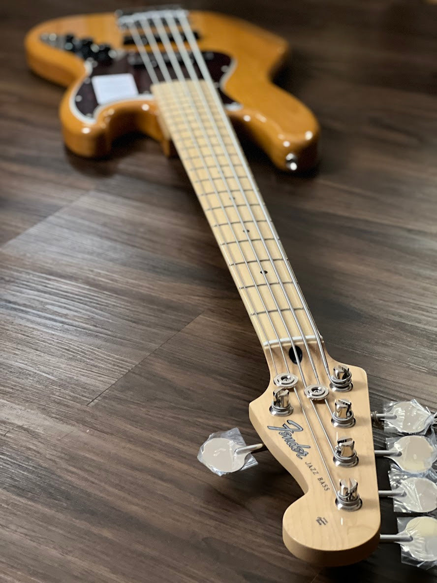 Fender Japan Hybrid II Jazz Bass V with Maple FB in Vintage Natural