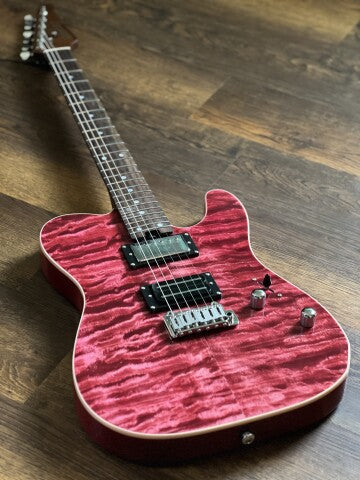 Soloking MT-1 Custom 24 Quilt in Seethru Magenta with Roasted Neck and Rosewood FB
