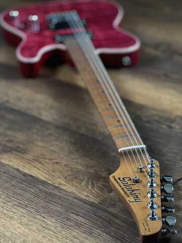 Soloking MT-1 Custom 24 Quilt in Seethru Magenta with Roasted Maple Neck FB