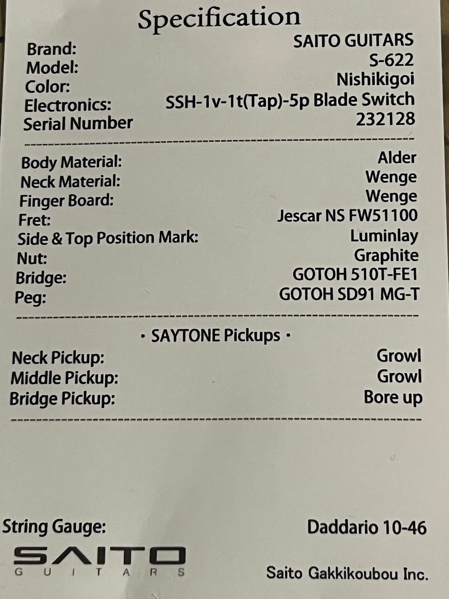 Saito S-622 EXO SSH with Wenge in Nishikigoi 232128