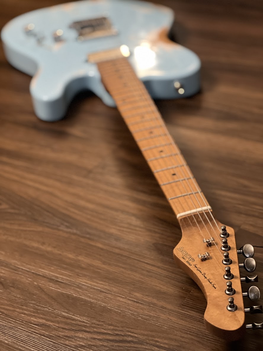 SQOE SETL960 HH Roasted Maple Series in Sonic Blue Heavy Relic