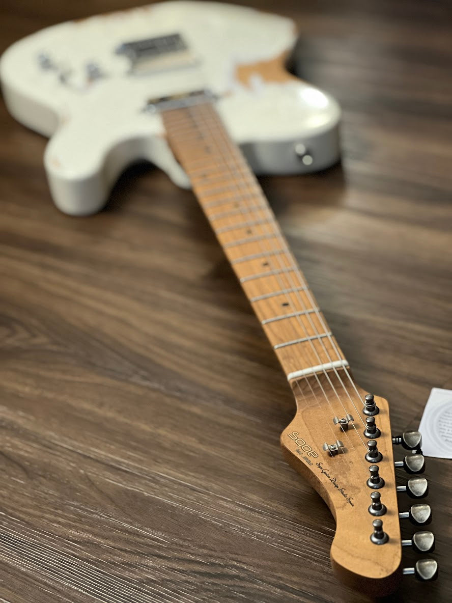 SQOE SETL960 HH Roasted Maple Series ใน Olympic White Heavy Relic