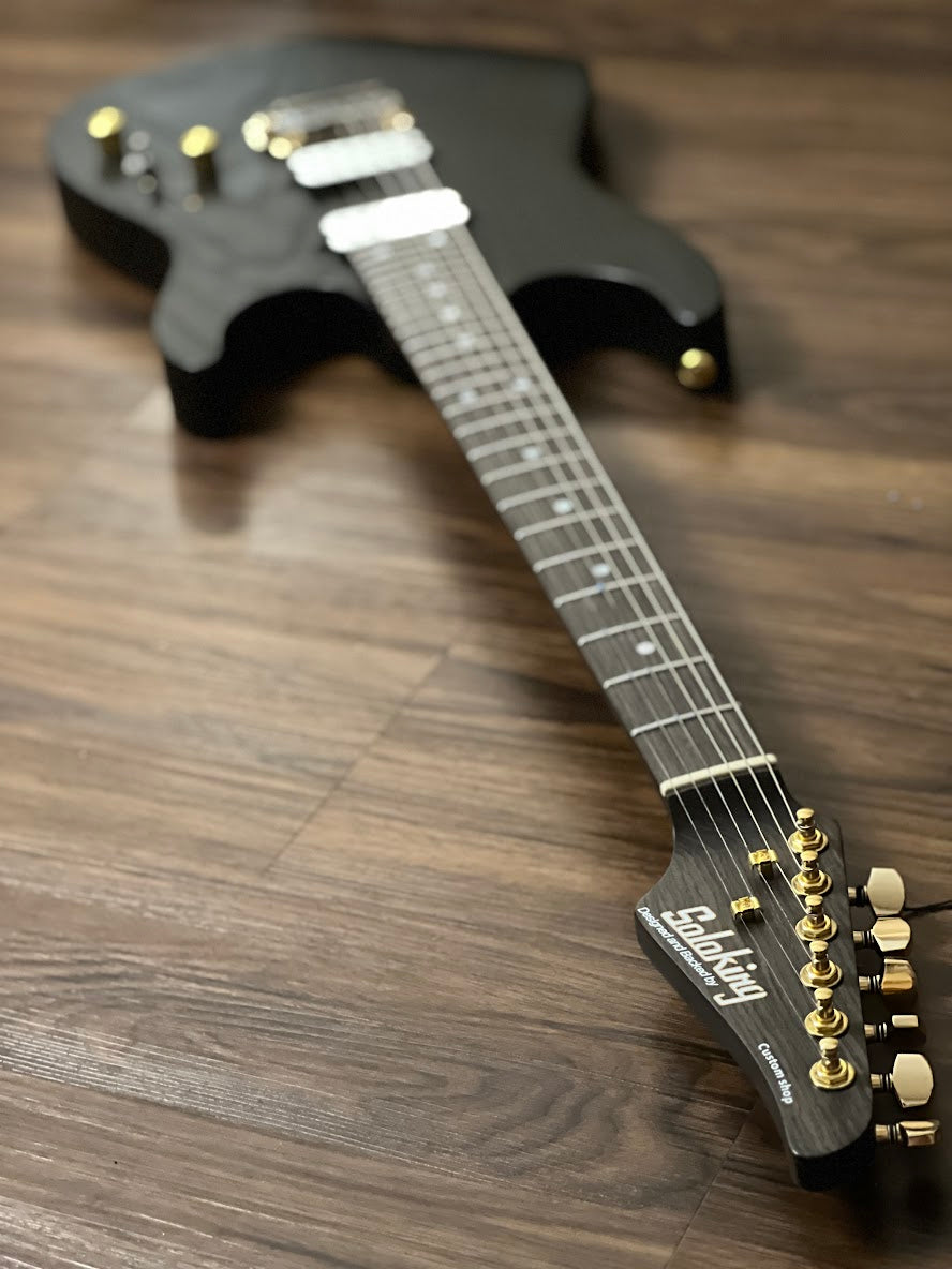 Soloking MS-1 Custom 24 HH MOD Ash Gold Hardware Open Pore Black with Fishman Fluence