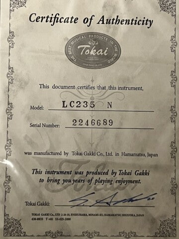 Tokai Love Rock Custom Shop LC-235 N Premium Series in Natural Mahogany 2246689