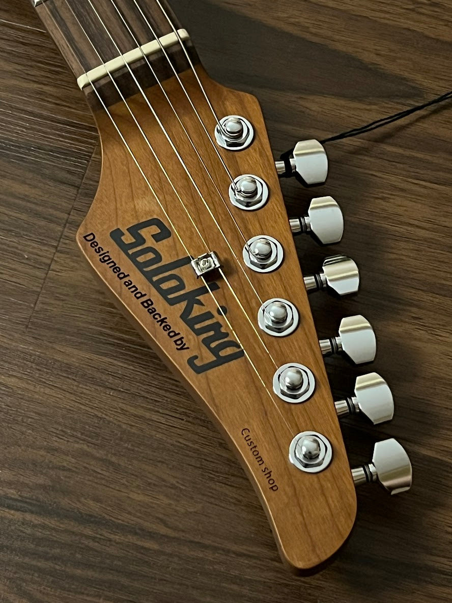 Soloking MS-1 Custom 22 HSS Flat Top Elite พร้อม Rosewood FB ใน Bora Blue Surf