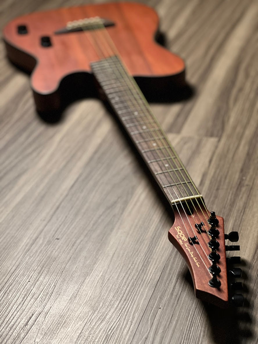 SQOE Spain SETL800 Acoustic Electric with Piezo in Natural Matte Mahogany