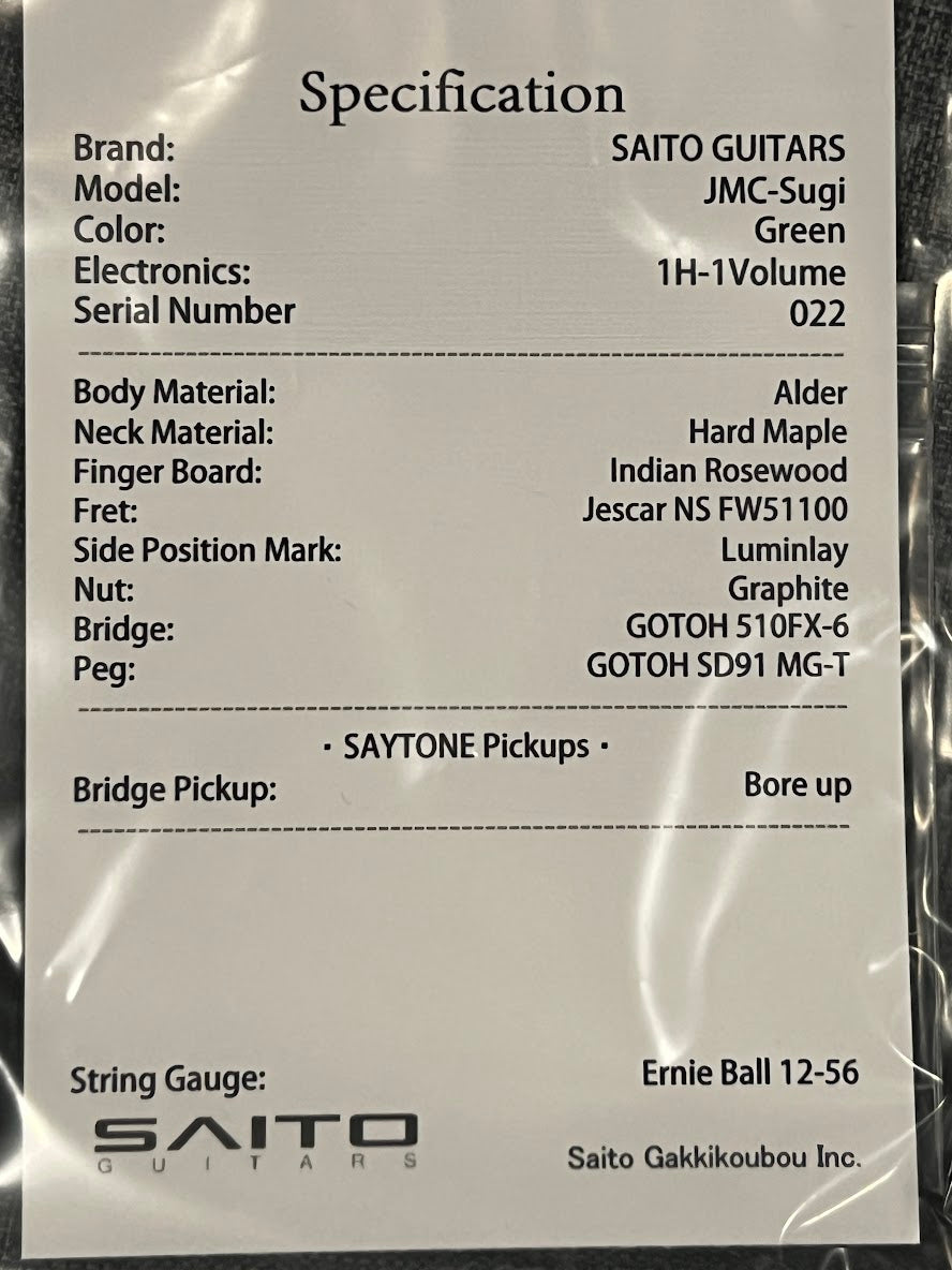 Saito JMC-Sugi Coldrain Signature in Green #22