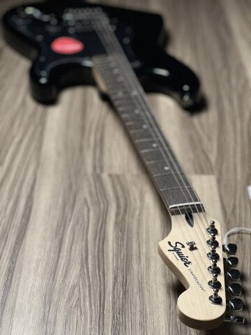 Squier Sonic Stratocaster HT H พร้อมปิ๊กการ์ดสีดำพร้อม Laurel FB สีดำ