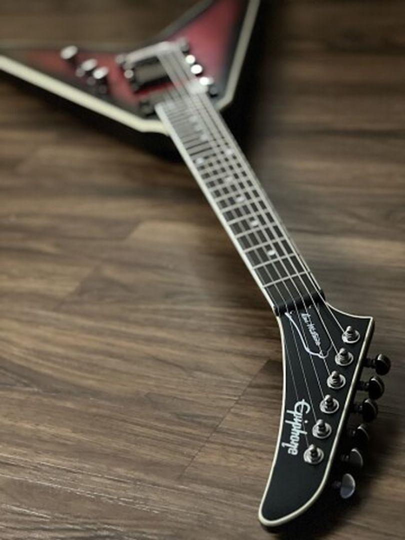 Epiphone Dave Mustaine Prophecy Flying V Figured in Aged Dark Red Burst Incl. Hard Case