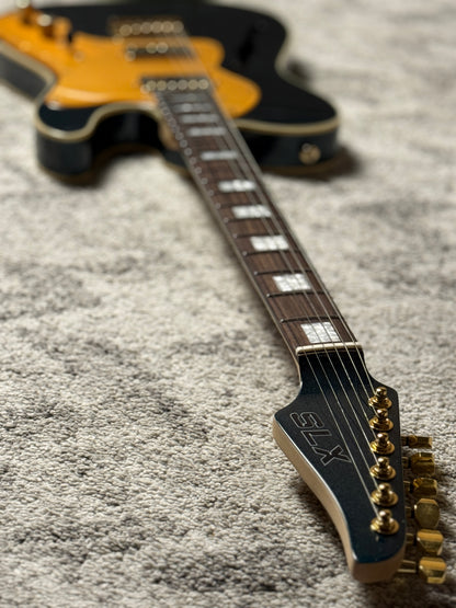 SLX Raven Thinline Super Deluxe in Sherwood Green Metallic with Rosewood FB and Gold Hardware