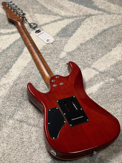 Soloking MS-1 Custom 24 HH Quilt Top FMN VT Roasted Flame Maple Neck in Beach Sunset Surf Fade JESCAR