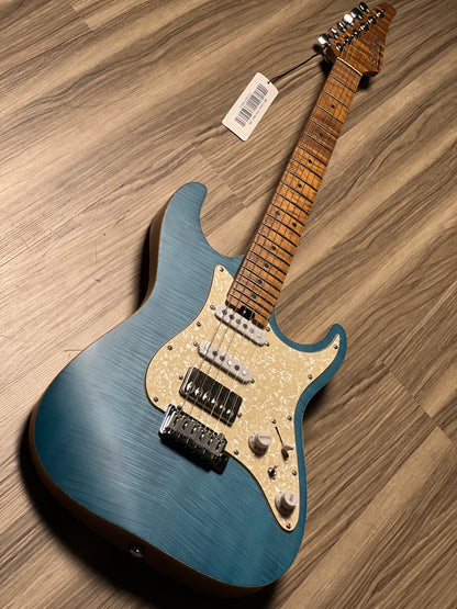 Soloking MS-1 Classic Flat Top FMN Roasted Flame Maple Neck in Jeans Pacific Blue