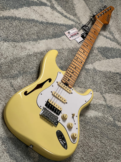 Soloking MS-1 FMN Thinline Artisan with Flame Maple Neck in Vintage White