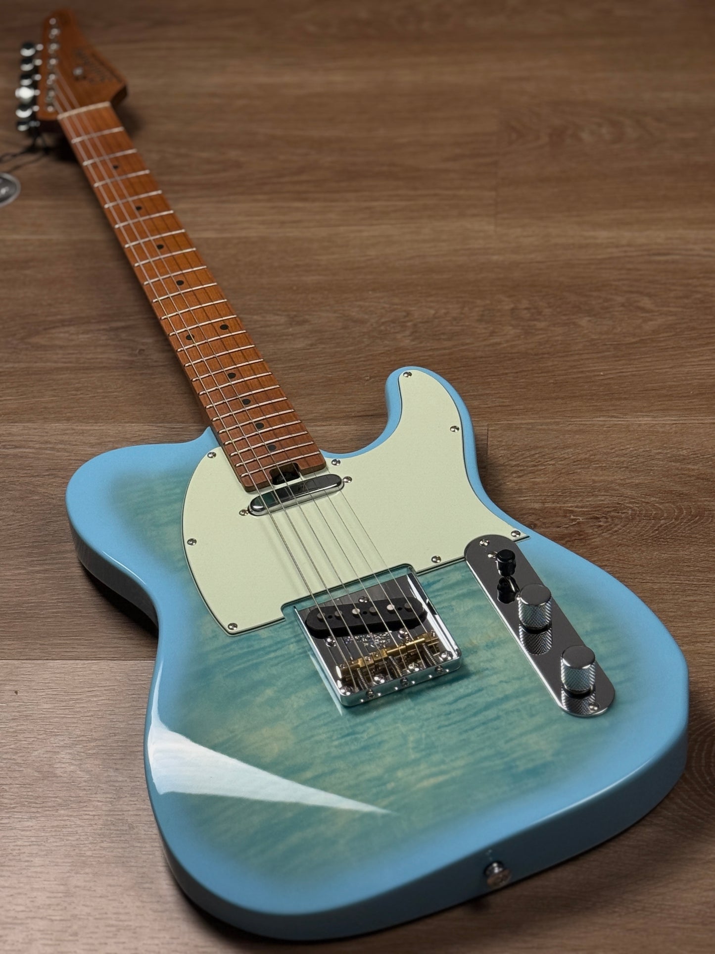 Soloking MT-1 Vintage FMT with Rosewood FB and 5A Flame Top in Celeste Blue Nafiri Special Run