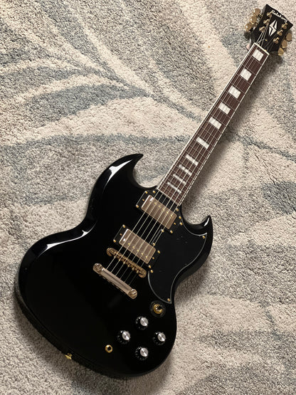 Soloking SG60 MKII in Ebony with Gold Hardware (Altered Headstock)