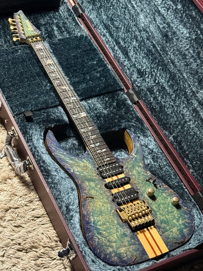 Ibanez Japan Custom Shop Visions IV2RG  with Ebony FB in Blue/Green/Purple Incl. Hardshell Case