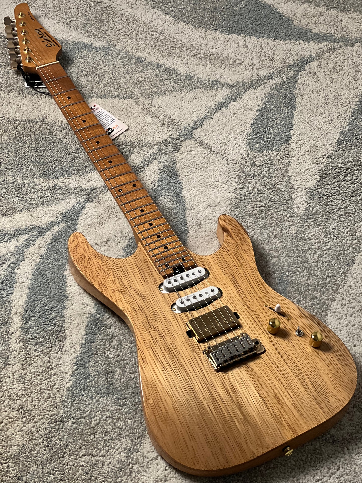 Soloking MS-1 Custom 24 HSS Boutique Black Limba/ASH with Roasted Maple FB in Natural Gloss