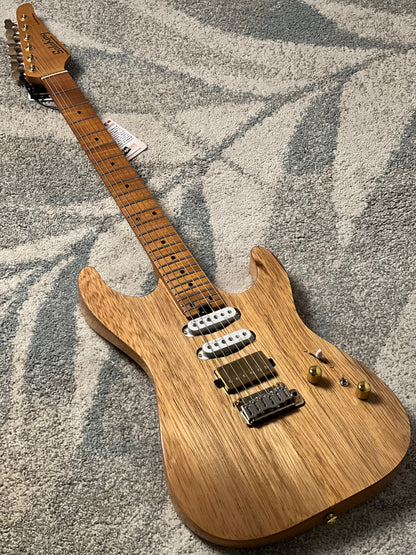 Soloking MS-1 Custom 24 HSS Boutique Black Limba/ASH with Roasted Maple FB in Natural Gloss