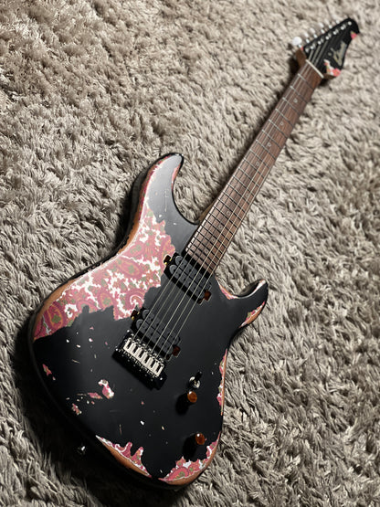 Dhatarattha Performance DST HH in Black Over Pink Paisley with RW FB and Nitrocellulose Lacquer Relic