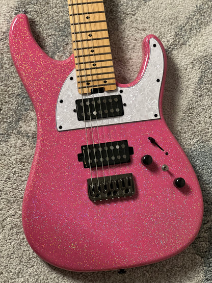 Soloking MS-7 in Pink Sparkle Mortis Tribute with Maple FB