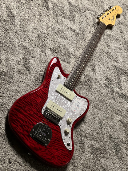 Fender Japan Hybrid II Jazzmaster Electric Guitar w/Quilt Maple Top with RW FB in Quilt Red Beryl JD24000724
