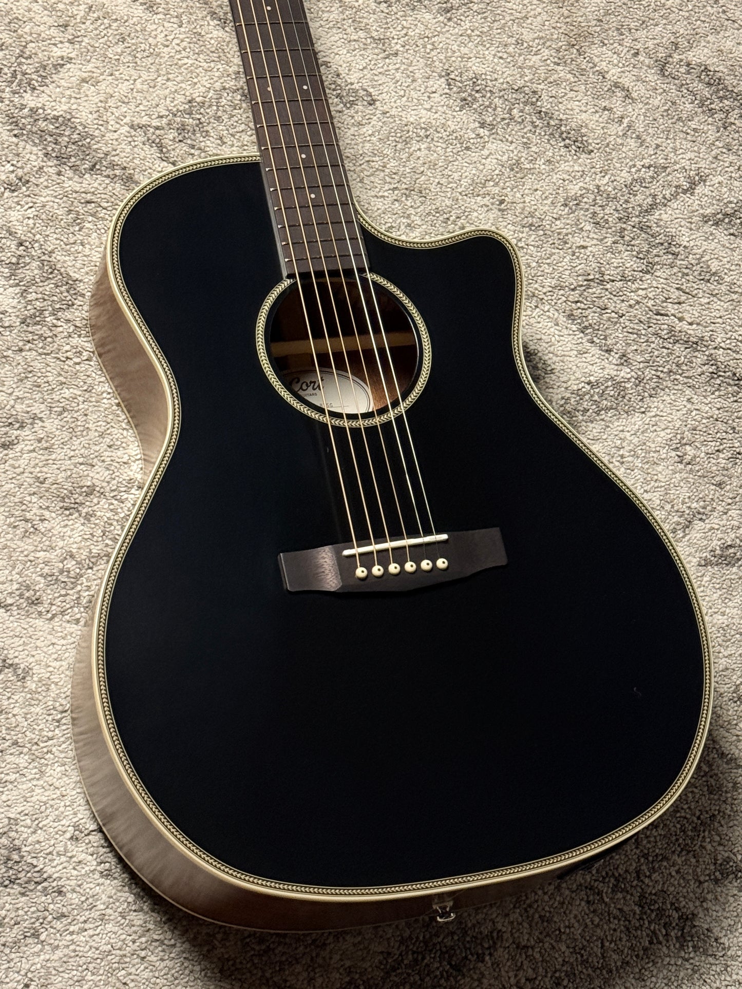 Cort Essence ES-GA4-BTSG Acoustic Guitar, Black Top Semi Gloss
