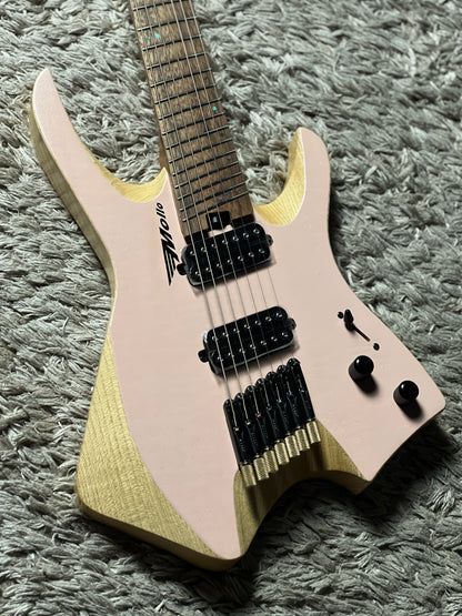 SLX Mollo MH-720 Headless 7 String Multiscale in Trans Pink Natural with Rosewood FB