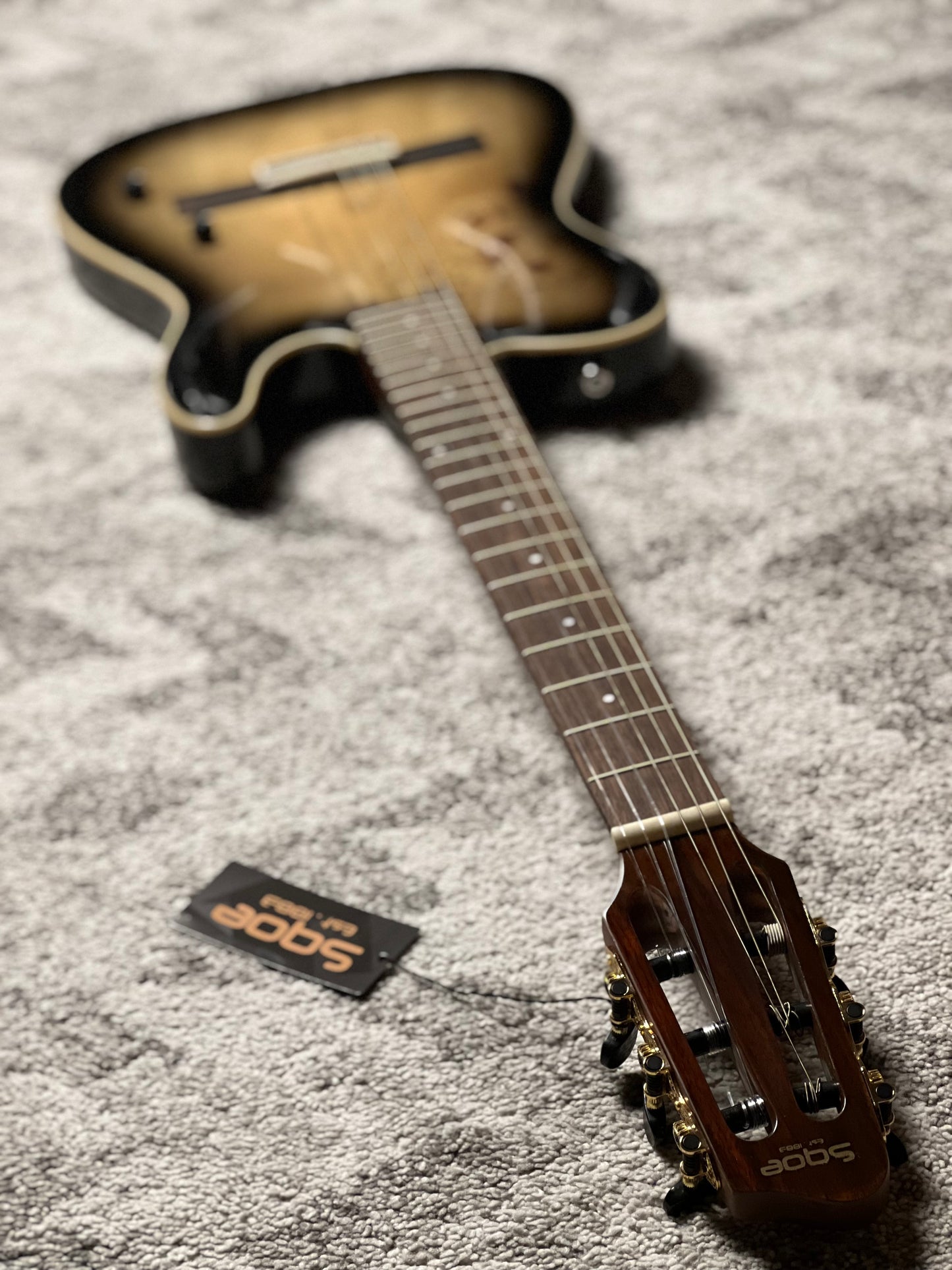 SQOE Spain SEGD-600 Nylon Electric Guitar with Piezo in Aurora Black