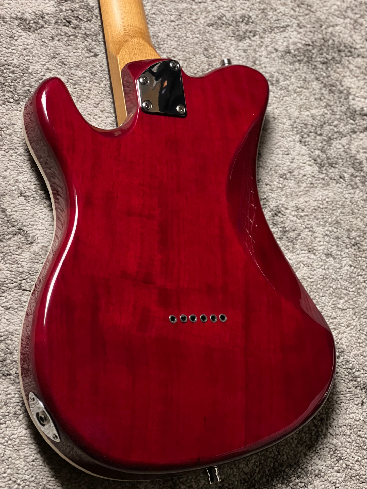 Dhatarattha Custom DTL Flame in Transparent Strawberry Burst with Flame Maple Neck