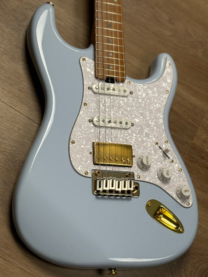 Soloking MS-1 FMN Artisan with Roasted Flame Maple Neck in Faded Sonic Blue JESCAR