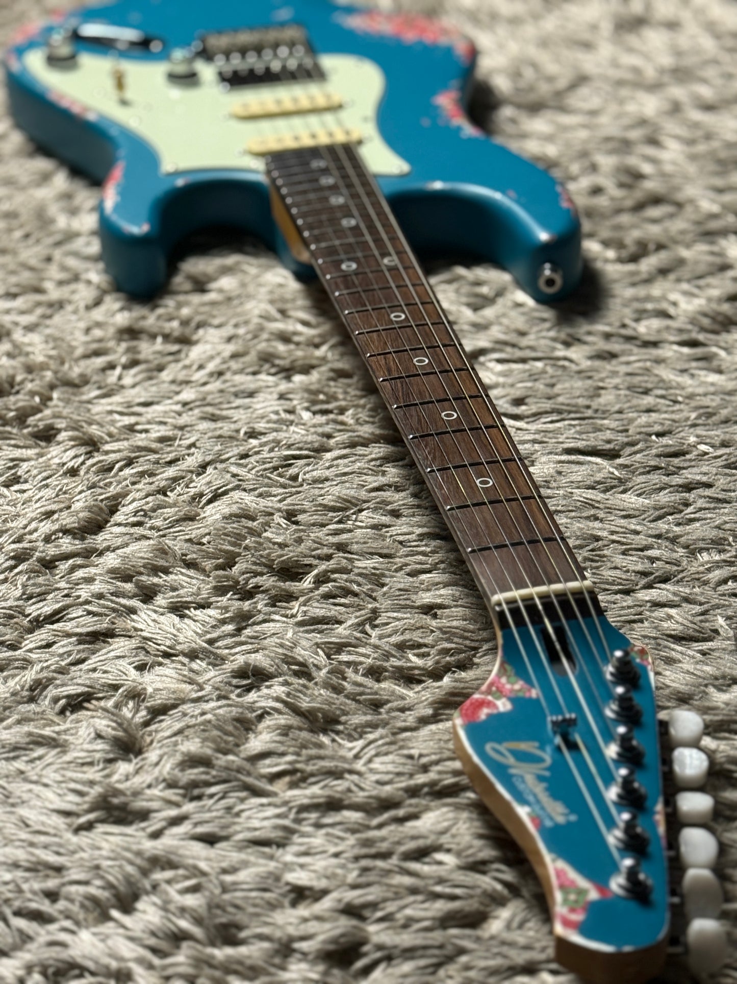 Dhatarattha Performance DST HSS in Ocean Turquoise over Pink Paisley with RW FB and Nitrocellulose Lacquer Relic