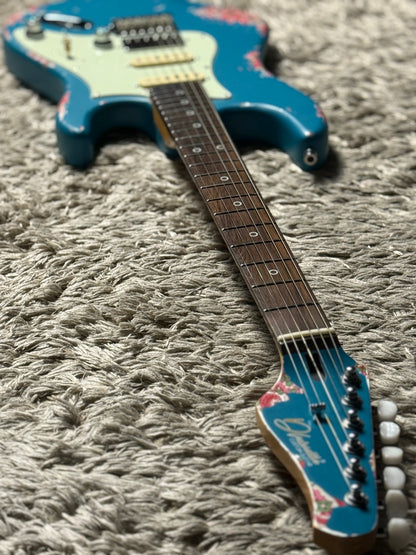 Dhatarattha Performance DST HSS in Ocean Turquoise over Pink Paisley with RW FB and Nitrocellulose Lacquer Relic