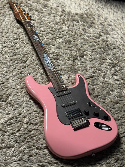 Dhatarattha Custom DST HSS in Shell Pink with Rosewood FB and "Pacific Ocean" Inlay