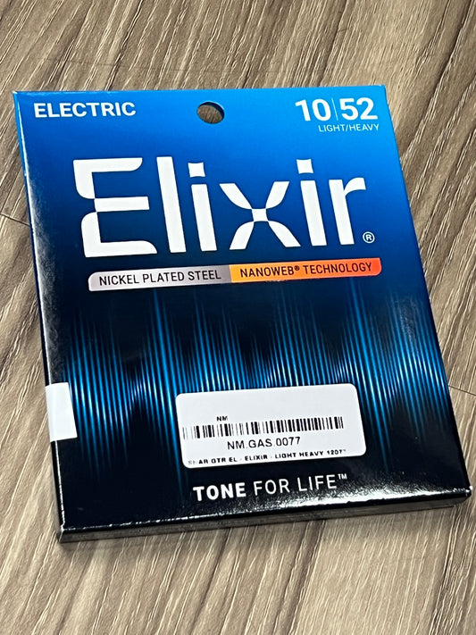 Elixir 12077 Nanoweb Electric Guitar Strings, Light-Heavy, 10-52